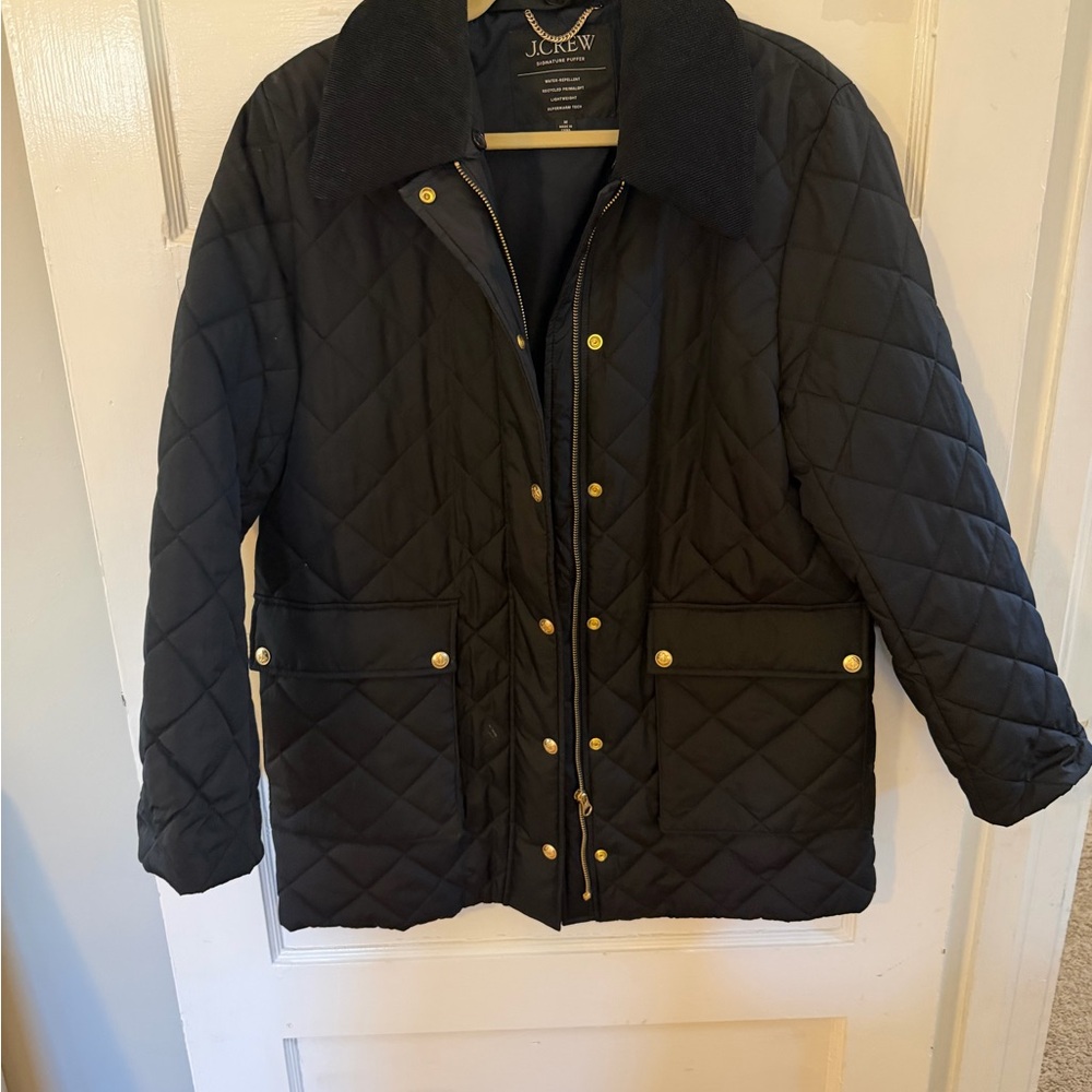 J. Crew Black Signature Puffer Coat